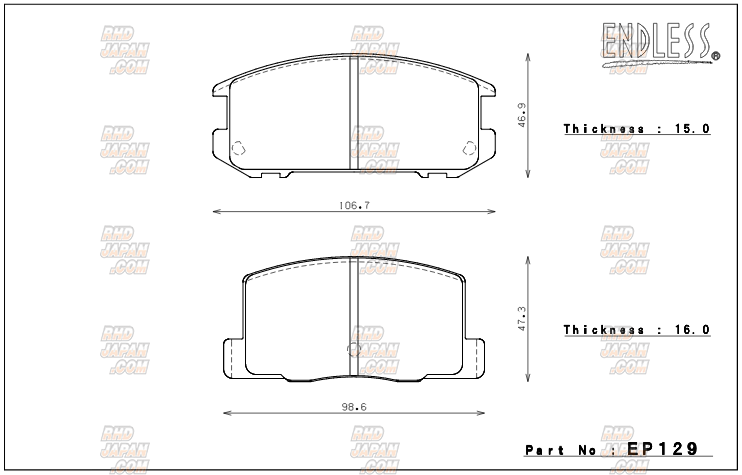 Endless Brake Pads Type MX72 Plus Full Set - ZZW30 - RHDJapan